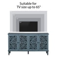 thumbnail image 2 of Noble House Sideboard Buffet Cabinet with Floral Carvings, Adjustable Shelves, Solid Wood Legs, and Brass Handles, Vintage Style Storage, Antique Blue, 2 of 7