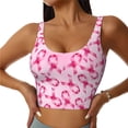 thumbnail image 1 of Fotbe Breast Cancer Ribbons Awareness Sujetador Deportivo Largo sin Aros para Mujer con Almohadillas y Soporte Medio, Transpirable y Absorbente, Camiseta Tipo Chaleco o Tank Top-XX-Large, 1 of 8