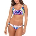 thumbnail image 2 of Salt + Cove TIE-DYE Juniors Do or Tie-Front Bralette Bikini Swim Top, US X-Small, 2 of 4