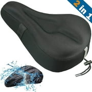 Camkey Bike Seat Cover, 2in1 Bike Seat Cushion & Bike Seat Rain Cover with Drawstring, Gel Padded Bike Seat Cover for Men Women Comfort