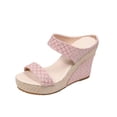 thumbnail image 2 of Wedge Sandals for Women Baeitkot Women Casual Round Head Comfy Slippers Wedge Heel Shoes, 2 of 9
