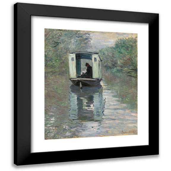 Claude Monet 12x14 Black Modern Framed Museum Art Print Titled - The Studio Boat (Le Bateau-Atelier) (1876)