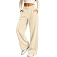 thumbnail image 2 of LUGOGNE Girls Corduroy Pants with Pockets - Elastic Waist Straight Leg Casual Sweatpants Kids Clothing Beige,Size 6, 2 of 8