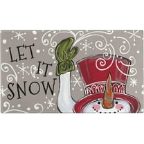 Winter Door Mat Outdoor,Let It Snow Snowman Snowflake Winter Doormat,Christmas Holiday Welcome Floor Mat Rug Entryway for Porch Farmhouse Decor, 30" x 17"