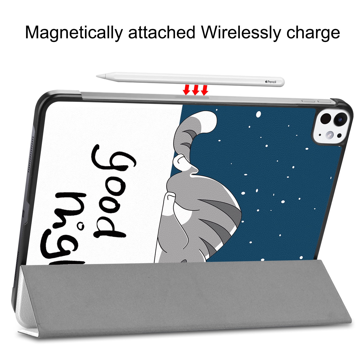SaniMore for Apple iPad Pro 11 (2024) Case, Auto Sleep/Wake, Rugged PC Case with Tri-Fold Kickstand [Support iPad 1st/3rd Pencil Charging]  Shockproof Protective Case for Women Men,