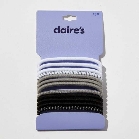 Claire's XL Black White Neutral Hair Elastics, 12 Pack, 64915