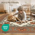 thumbnail image 4 of ODIKA 9'x12' Washable Area Rug Vinyl Orange Aged Botanical Mirrored Panel Details Bedside Sunflower for Master Suite, California King, Under Bed, Non-Shedding, Easy Care, 4 of 7