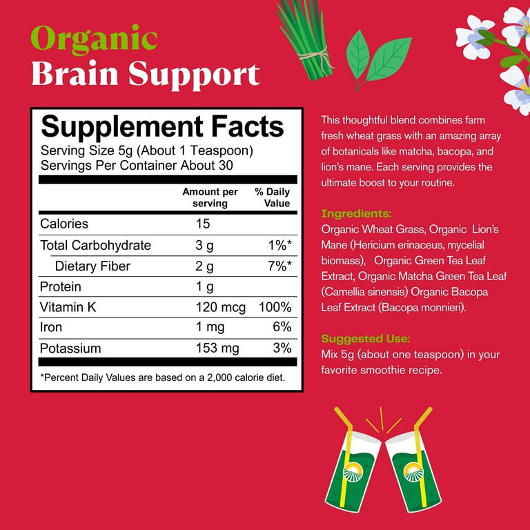 Amazing Grass Organic Brain Booster, Matcha, Bacopa & Lion's Mane