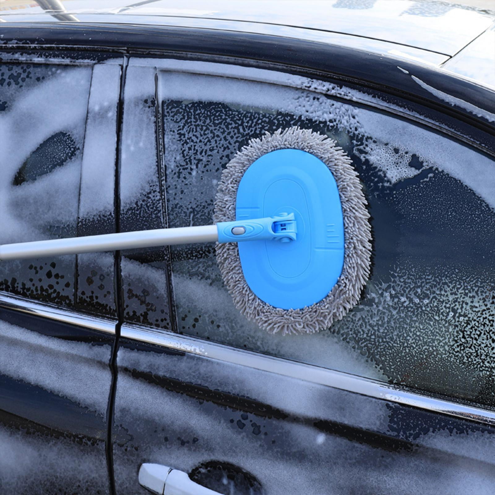 XhuangTech Car Wash Brush with Long Handle Retractable Double Layer Car  Wash Mop Mitt Chenille Brush Duster Scratch-Free Car Washing Brushes with  Pole