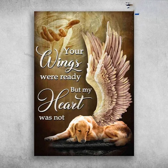 Kna Prints - Golden Retriever Angel - Your Wings Were Ready, But My Heart Was Not, God Hand Wall Art Print For Home Decor, Living Room, Bedroom, Office, UNFRAMED-8x12