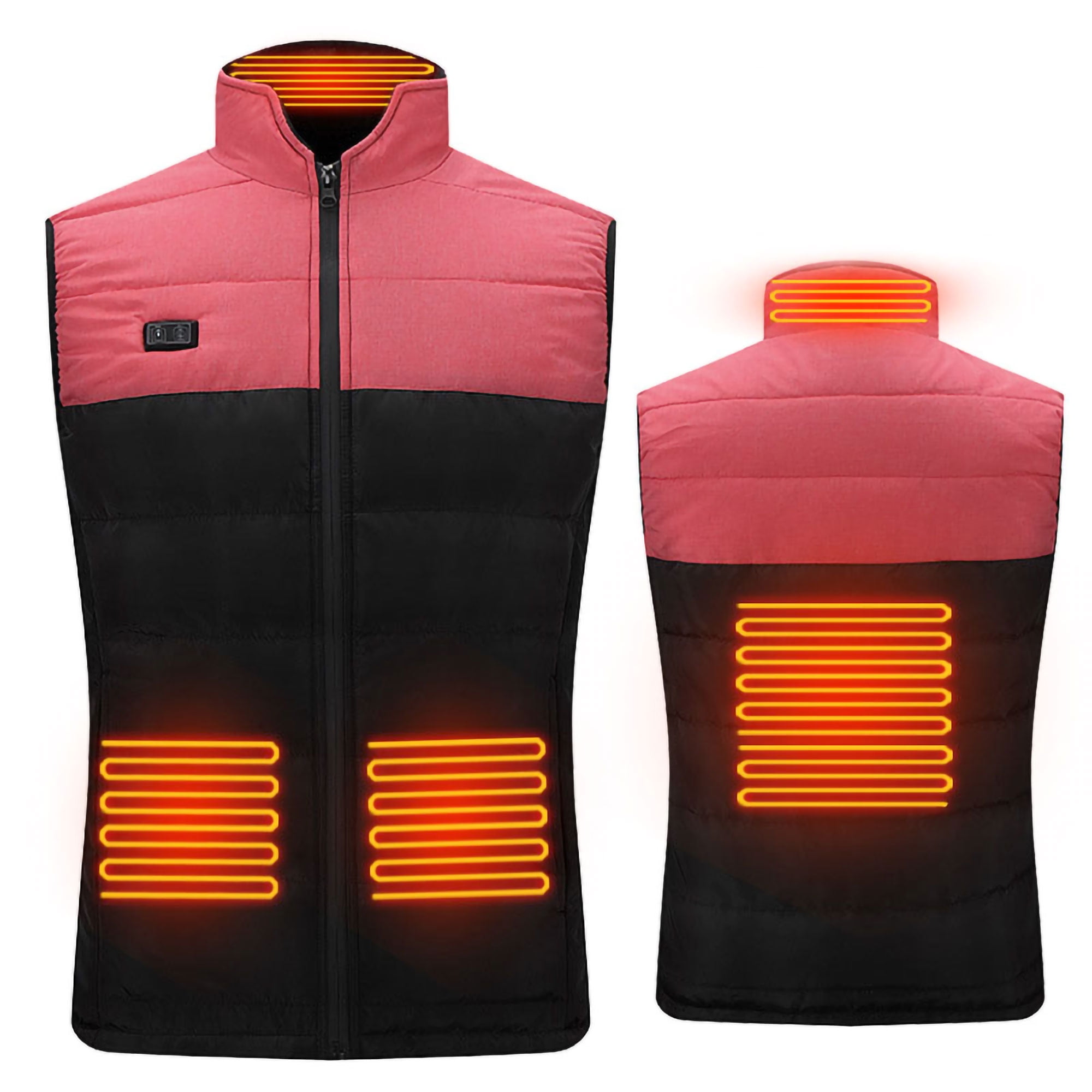 Women Men Heated Vest Jackets Coats USB Electric Heating Outerwear Two Switches 