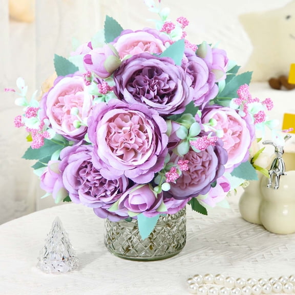 Artificial Peonies Flowers Faux Flowers Dry Flowers for Outdoor Wedding Holiday Office Family Party Living Room Table Decoration (Multicolor)