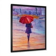 thumbnail image 2 of Designart 'Girl Walking With Red Umbrella Under The Rain' French Country Framed Art Print, 2 of 4