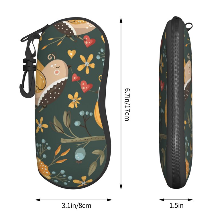 Sunglasses Soft Floral Case Ultra Light Neoprene Zipper Eyeglass Case With Belt MoKo Sunglasses Soft Case Ultra Light Neoprene Zipper  main image 3