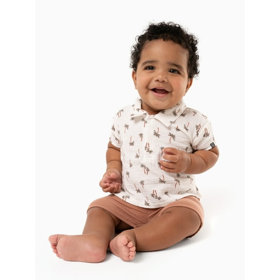 Modern Moments by Gerber Baby Boy Short Sleeve Top and Short Outfit Set, Sizes 0/3 Months - 24 Months