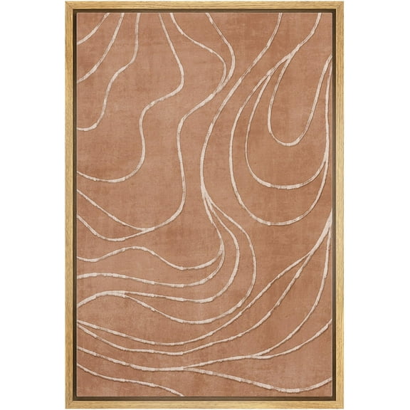 IDEA4WALL Framed Canvas Wall Art Abstract Neutral Tones Illustrations Modern Art Geometric Contour Lines Print Bohemian Artwork Relax/Calm for Living Room, Bedroom, Office - 24"x36" Natural
