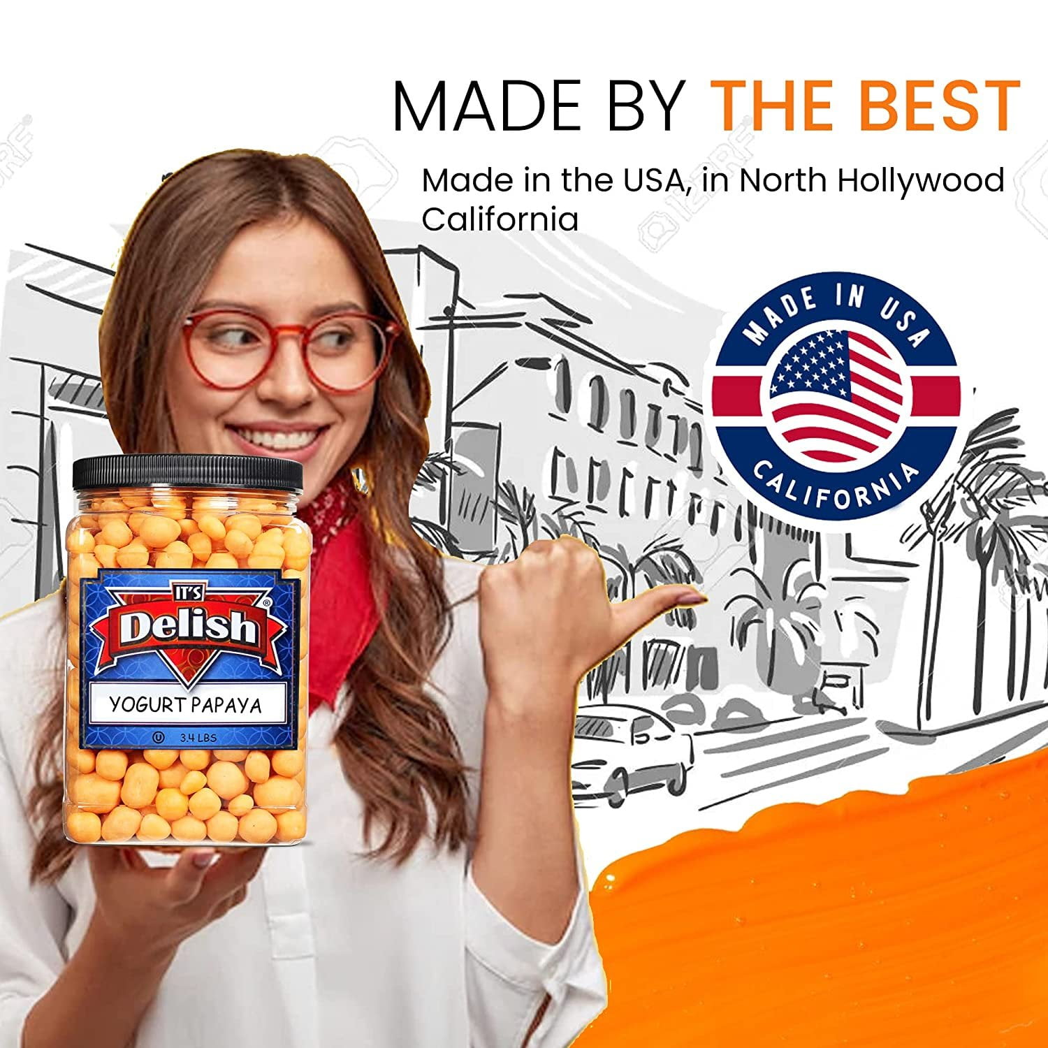 Yogurt Covered Dried Papaya Dices by It's Delish, 3 LBS Jumbo Container  Kosher Dairy-Free Jumbo Yogurt Covered Fruit for Vegan Snacking  Dried Diced Papaya Coated in Yogurt-Flavored Shell Snack...