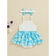 thumbnail image 4 of Bagilaanoe Newborn Baby Girl Summer Rompers Dress Floral Print Sleeveless Bodysuits + Headband 3M 6M 9M 12M 18M Infant Patchwork A-line Dresses, 4 of 7