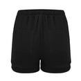 thumbnail image 6 of CPNG Girls Cotton Linen Casual Shorts Elastic High Waist Shorts Solid Color Summer Comfy Loose Drawstring Shorts with Pockets(Black,4-5 Years), 6 of 9