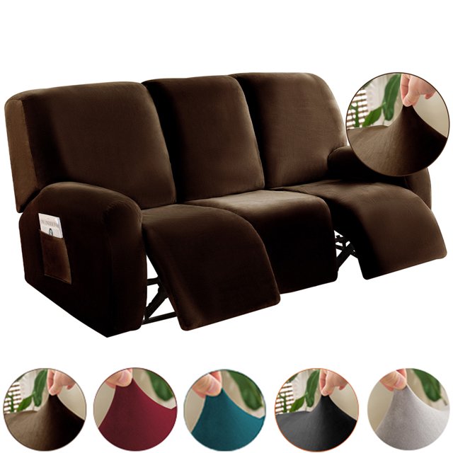 TOPCHANCES Velvet Recliner Sofa Slipcover for 3 Cushion Reclining Couch