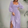 thumbnail image 4 of Vestido de manga larga para mujer, vestido largo con escote cuadrado y mangas con volantes para mujer, 4 of 6