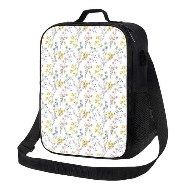 Fotbe Floral Lonchera Bolsa de Almuerzo para Hombres y Mujeres, Lonchera de Gran Capacidad, Bolsa de Almuerzo Reutilizable, Bolsa Térmica Aislante