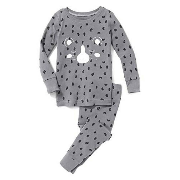 Toddler Girl's Gray Leopard Cat Costume Style Pajama Set, Size 5T