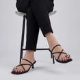 thumbnail image 6 of Cushionaire Maui Strappy Womens Sandals with Kitten Heels – Vegan Leather Square Toe Dress Sandals for Women with Dressy Metal Accent Toe Loop, 6 of 21
