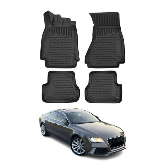 OMAC Floor Mats Liner for Audi A7 Sportback 2012-2018 Black TPE All-Weather 4Pcs