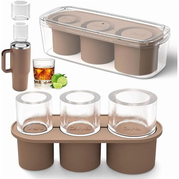 Ice Cube Tray for Stanley Ice Mold Tumbler Cup 950-1200ml, 3 Sizes Silicone Ice Cube Molds with BPA Free (Choco)