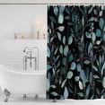 thumbnail image 2 of Teal Black Botanical Shower Curtain Set - 48" x 72" Washable Bathtub Curtain with 12 Hooks, Spring Eucalyptus Leaves Greenery Waterproof Fabric Stall Shower Curtains for Bathroom/Bathtub Décor, 2 of 6
