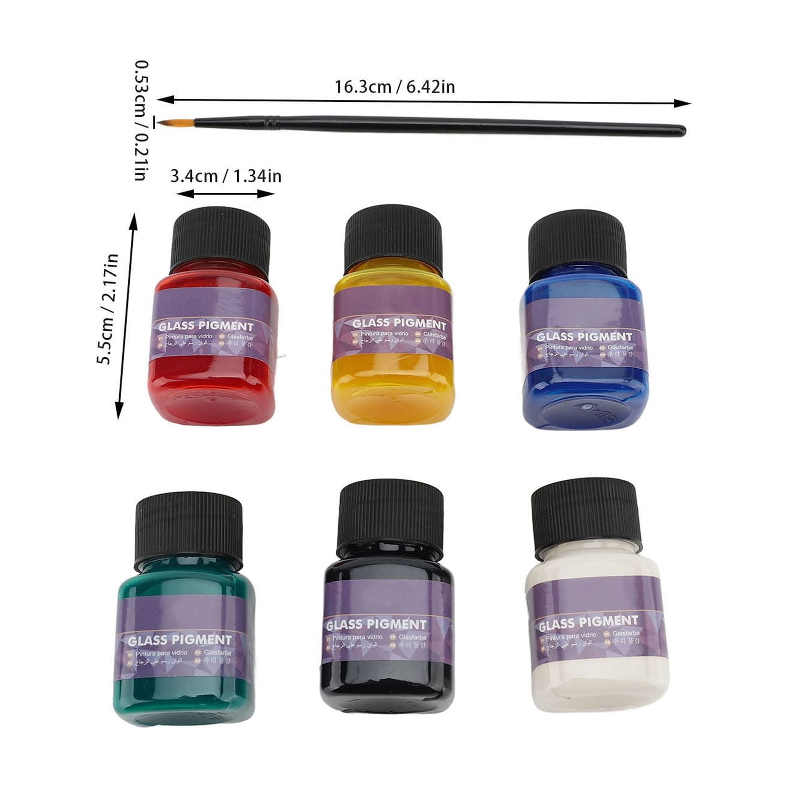 Riousery 6 Color Glass Paint Set, 30ml / 1 oz Water Proof UV Proof Leakage Proof Pigment Set for Beginners and Professionals, Gallery DIY Art Craft Supply, Transparent Permanent Window Painting Kit