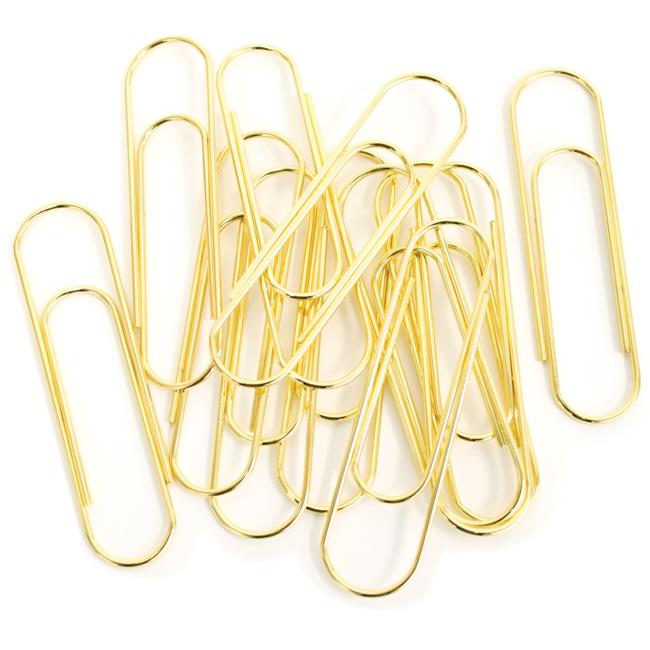 Jumbo Metal Paper Clips, Gold 12 Piece