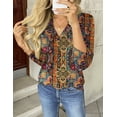 thumbnail image 3 of Zeagoo Women's Shirts Dressy Casual Long Sleeve Tops V Neck Floral Blouses Business Work Tee Tshirts, 3 of 8