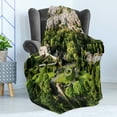 thumbnail image 4 of Italian Soft Flannel Fleece Blanket, Vatican Gardens European Historic Landmark with Famous Monument Picture Print, Cozy Plush for Indoor and Outdoor Use, 50" x 60", White Green Tan, by Ambesonne, 4 of 5