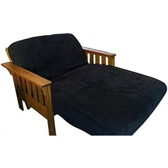 OctoRose Twin Size 39x75x8inch 3 Side Zipper Classic Soft Micro Suede Futon Cover/Slipcover/Sofa Day Bed Mattress Cover/Machine Washable Couch Protector (Cover ONLY) (Black )