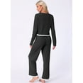 thumbnail image 3 of DARING DIVA Long Sleeve Crewneck Lounge Sets Contrast Color Trims L Black, 3 of 6