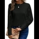 thumbnail image 1 of Top de Cuello Redondo con Encaje Bordado y Larga en Color Liso para Mujer Negro XL, 1 of 9