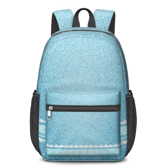 17 Inch Lightweight Backpack,PVC Waterproof Oxford Fabric, Ergonomically Designed, with Large Capacity, Denim Cowboy Jean Style
