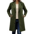 thumbnail image 6 of ClodeEU Long Wool Coats for Women ,Notched Lapel Single Breasted Long Jacket,Winter Casual Trench Coat Outerwear Army Green,Womens Plus L, 6 of 7