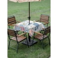 thumbnail image 4 of Outdoor Tablecloth with Umbrella Hole for Patio/Picnic/Party/Camping, Sea Turtle Coastal Waterproof Table Cloth Square Cover Washable, Beach Nautical Ocean Coral Seahorse (54"x 54"), 4 of 8