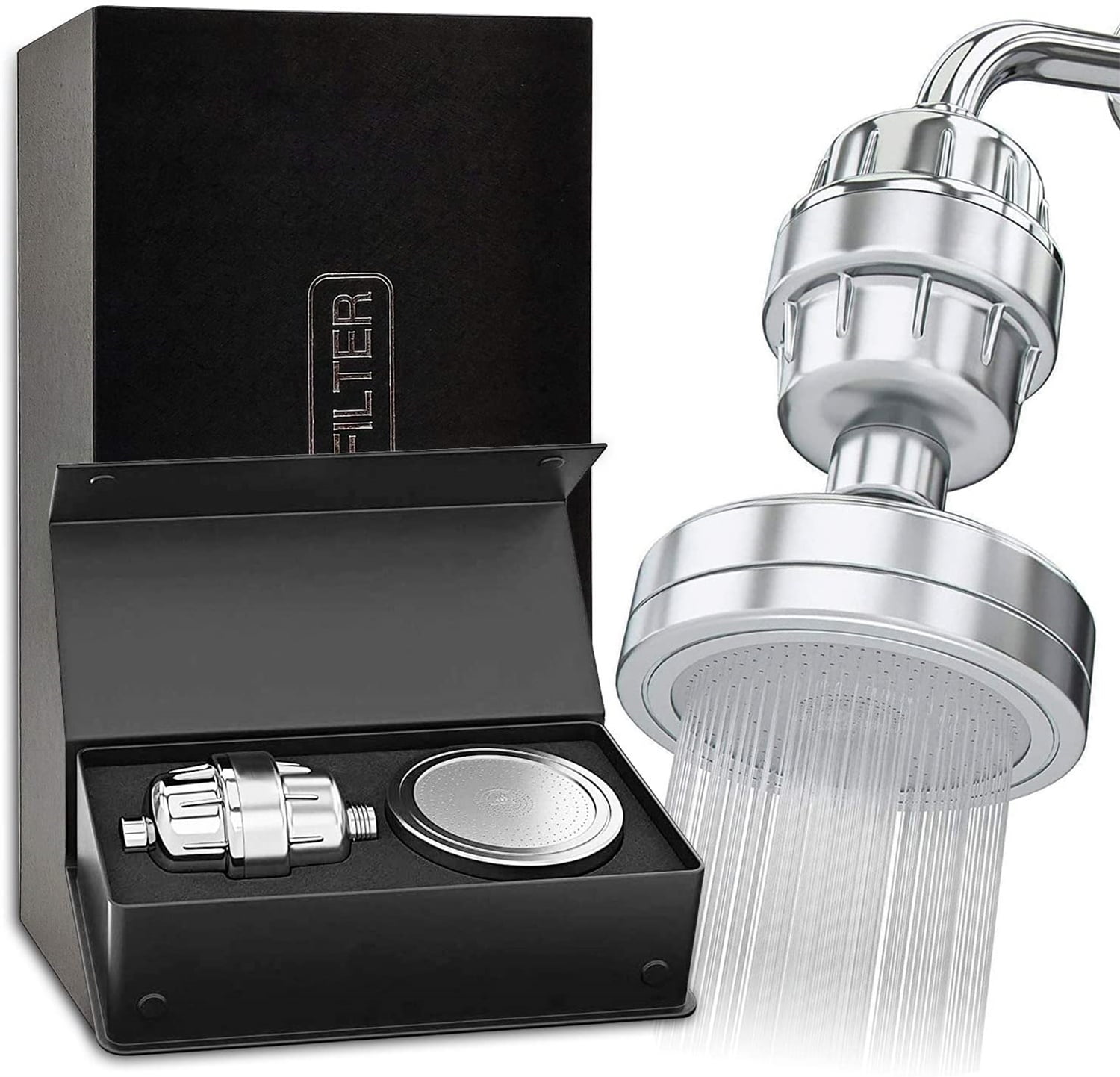 Kepooman Bathroom High Output Water Shower Head Filter Set with Cartridge, White Kepooman Bathroom High Output Water Shower Head Filter Set with Cartridge, White