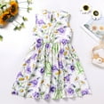 thumbnail image 4 of IWEMEK Toddler Girl Dresses Purple Short Coat Flower Print Party Dress Fashion Chic Fairy Dresses Comfy Clothes 4-5Y, 4 of 8