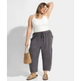 thumbnail image 5 of CASSIE LIZ Womens Plus Size Pants 2X Gray Summer Wide Leg Knit Palazzo Pants Lounge Ladies Casual Drawstring Harem Fall Pants with Pocket 2XL 18W 20W, 5 of 7