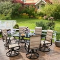 thumbnail image 4 of Techmilly Patio Swivel Chairs Set of 6, Outdoor Dining Chairs High Back, Padded All Weather Breathable Textilene Outside Furniture Chair , Grey White, 4 of 11