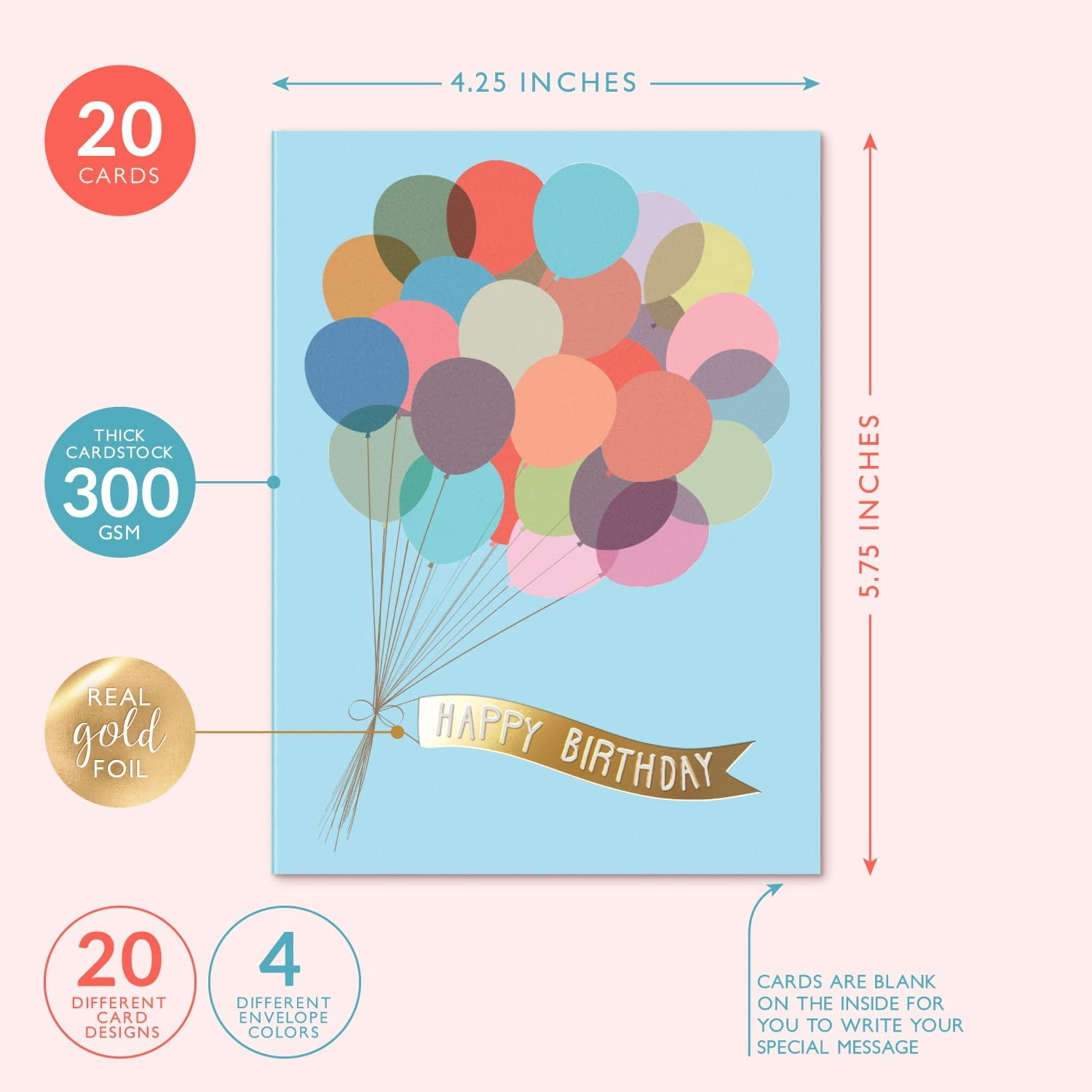 Happy Birthday Cards with Envelopes & Assortment Box. Variety Set of 20 Assorted Envelopes, Perfect Bulk Pack for Celebrations, Special Occasions, Friends