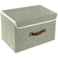 thumbnail image 1 of Foldable Storage Bins 1 Pack Storage Boxes With Lids And Handles Storage Baskets In Linen Storage Organizers (grass Green), 1 of 4