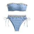 thumbnail image 2 of 2 Piece Bikini Sets for Women Bikini Set Push Up Strapless Bandeau Top with Back Tie Swimsuit Bathing Suit Summer Beach Blue S, 2 of 9