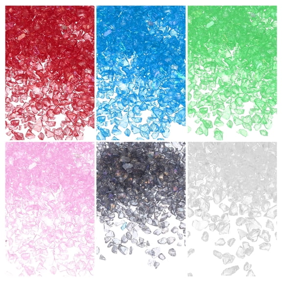 Uxcell 26g Crushed Glass for Crafts 2-4mm Metallic Irregular Glass Chips for Nail Arts Vase Filler DIY Resin Decor Blue/White/Red/Green/Purple