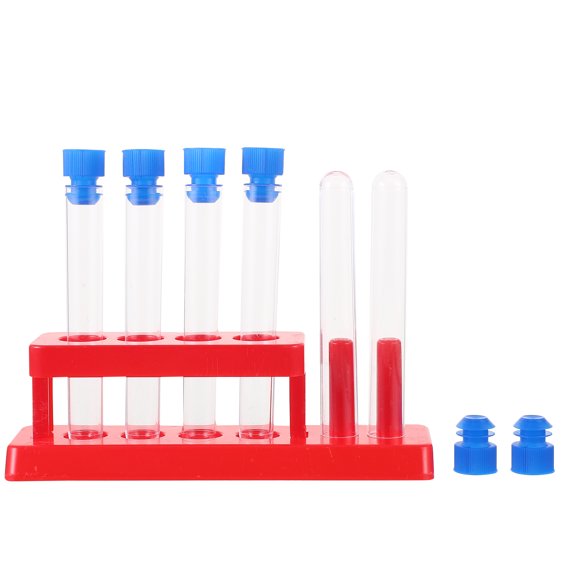 Troglfold clear test tubes Kids' Plastic Test Tube Set with Caps & Rack for Science Experiments,6.69"X2.17"X1.57"